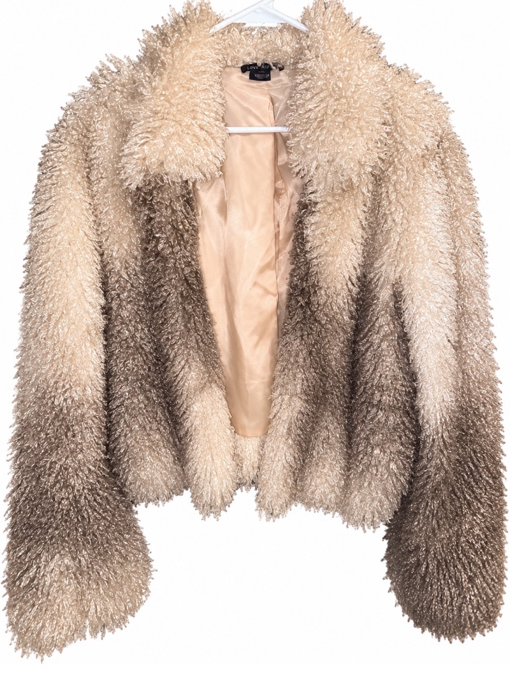 Cozy Ombre Faux Shearling Teddy Jacket - Beige/Taupe